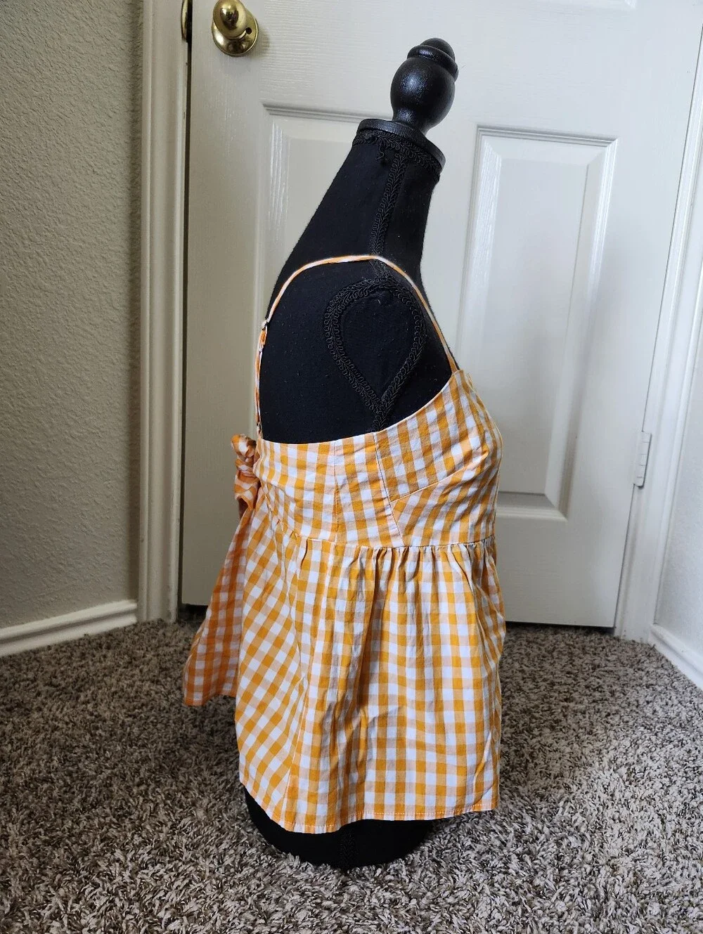 J Crew Orange Gingham Spaghetti-Strap Women’s Top 6